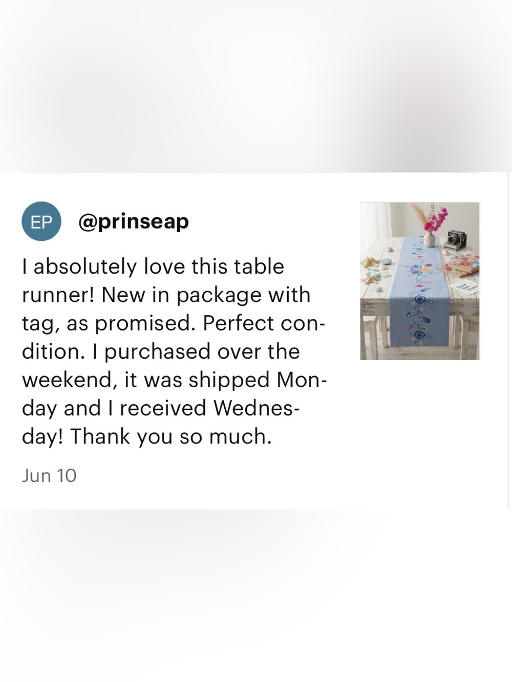 JOHNNY WAS Taymia Embroidered Table Runner | Denim Blue Floral Butterflies - Picture 7 of 7